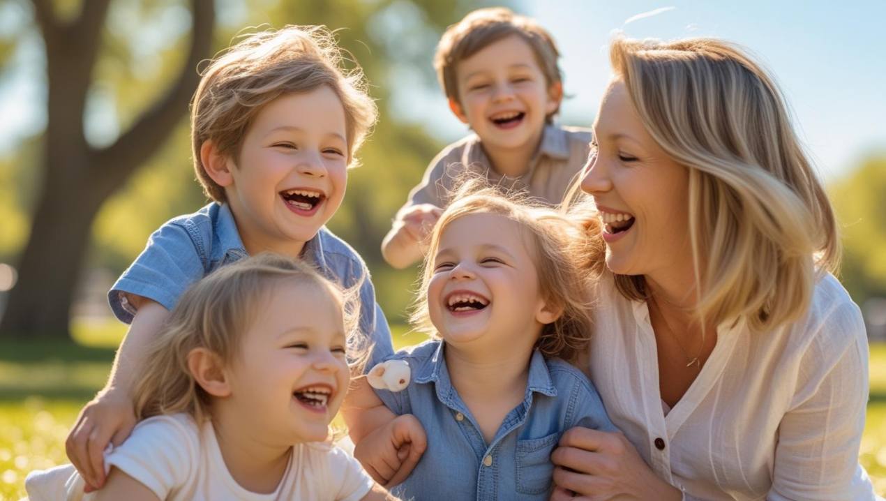Donna con figli al parco