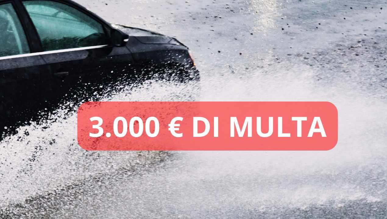Multa auto per guida con pioggia
